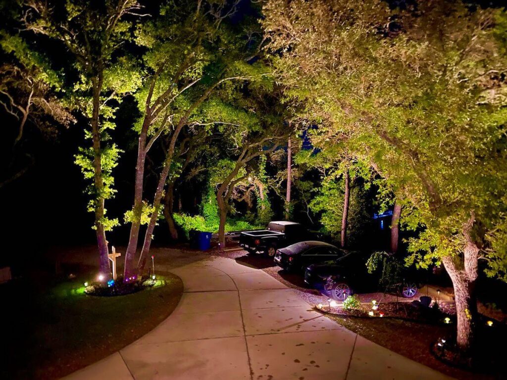 parking area with lighting